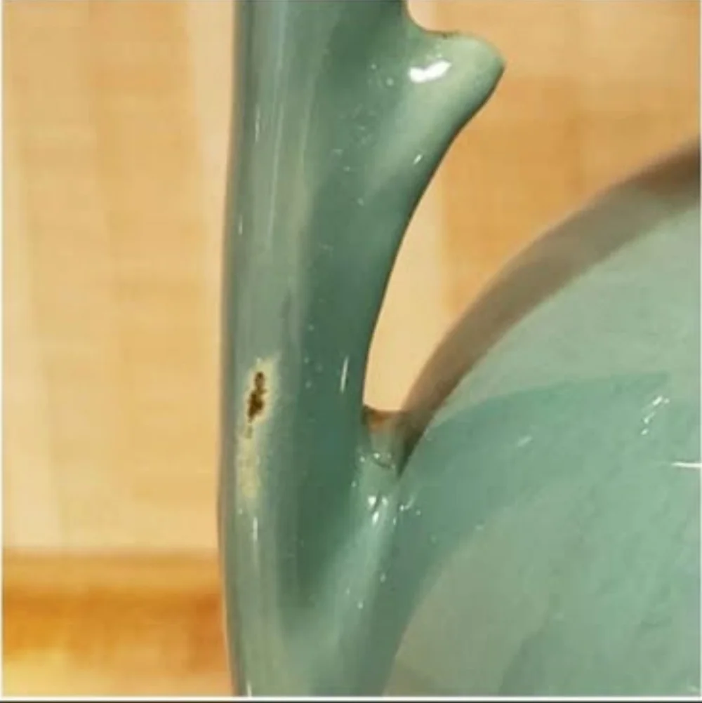 Haeger double handle seaform green/blue color vase
